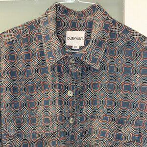 DUSHYANT/LA mens long-sleeve hand-print cotton shirt, XL